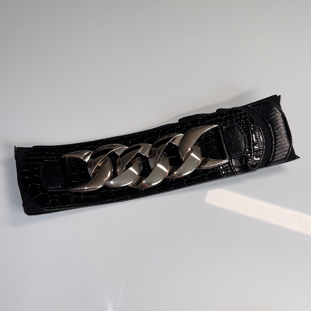 Bebe Black and Silver Belt Elegant Accessory